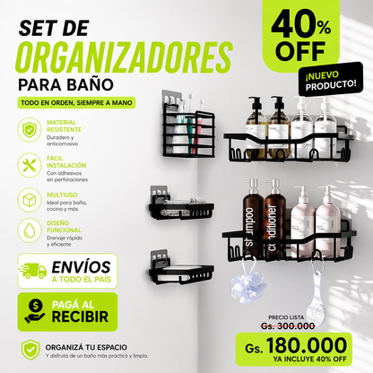 Set de 5 Organizadores para Ducha Minimalista | BathNest