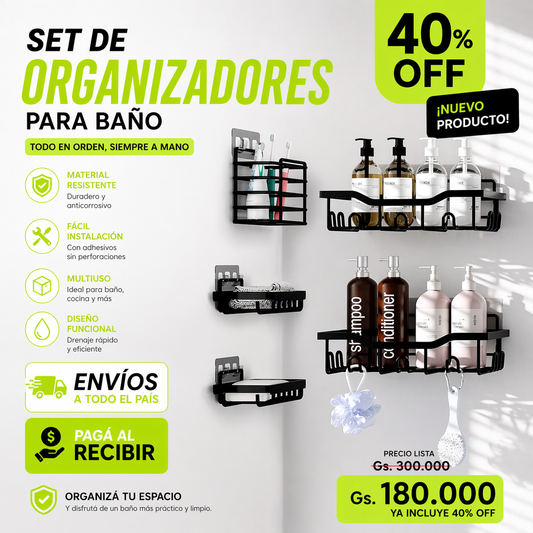 Set de 5 Organizadores para Ducha Minimalista | BathNest