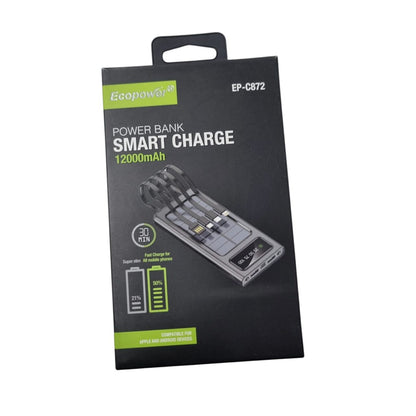 CARGADOR PORTATIL ECOPOWER CON PANEL SOLAR (4 EN 1)